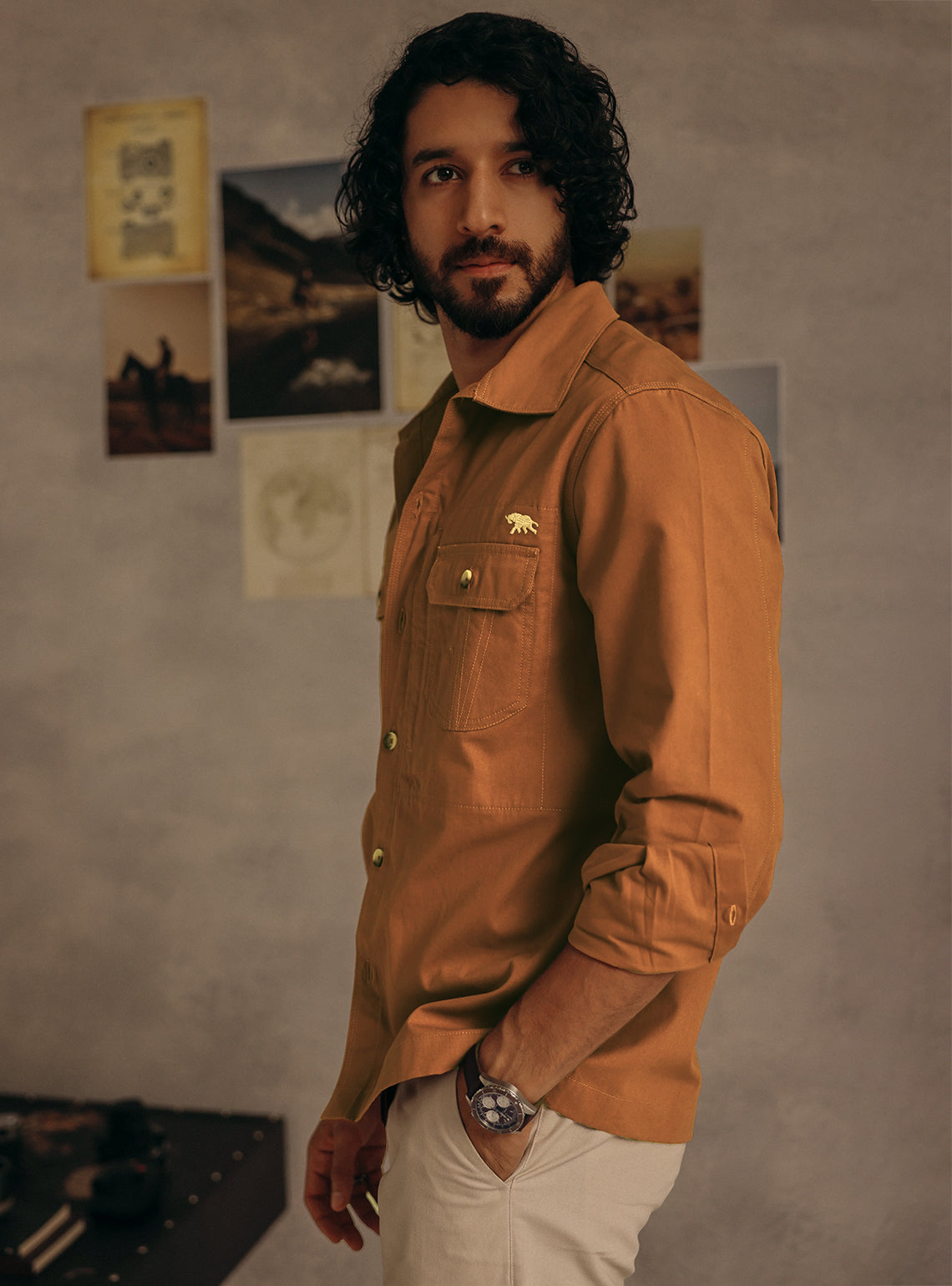 Bourbon Rust Cotton Canvas Overshirt