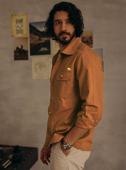 Bourbon Rust Cotton Canvas Overshirt