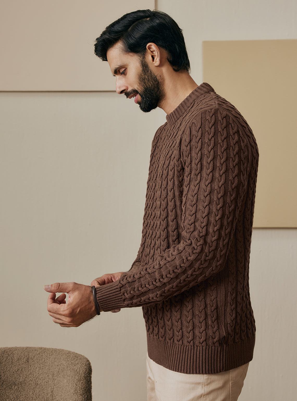Earthy Brown Cotton Pullover