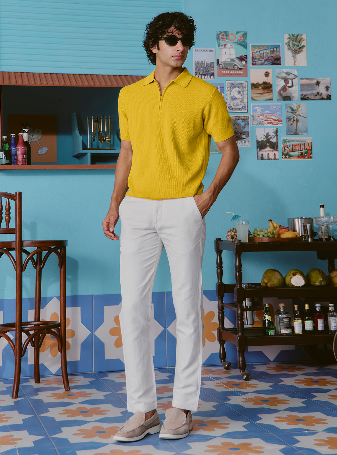 Bellini Yellow Cotton Polo Pointelle