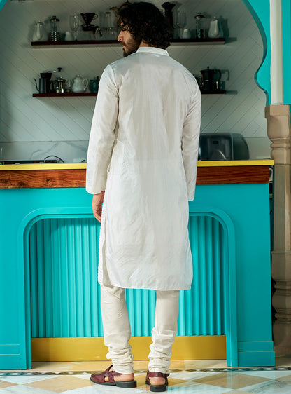 Baadal White Bangalore Silk Kurta