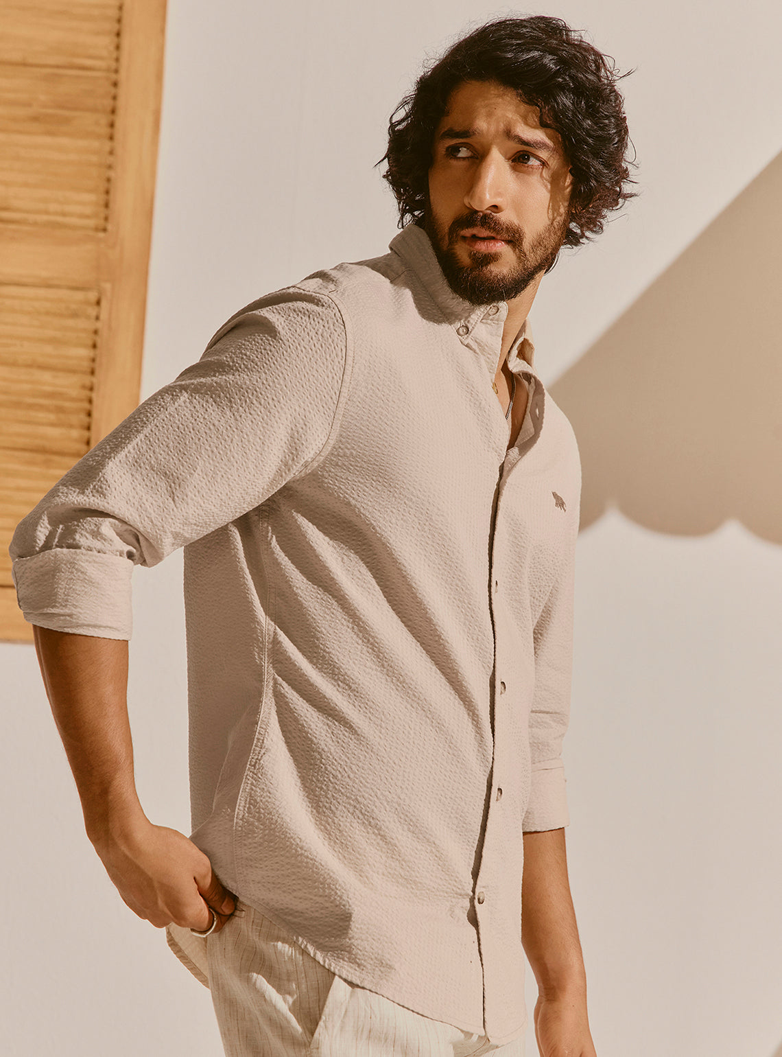 Tropea Beige Seersucker Shirt