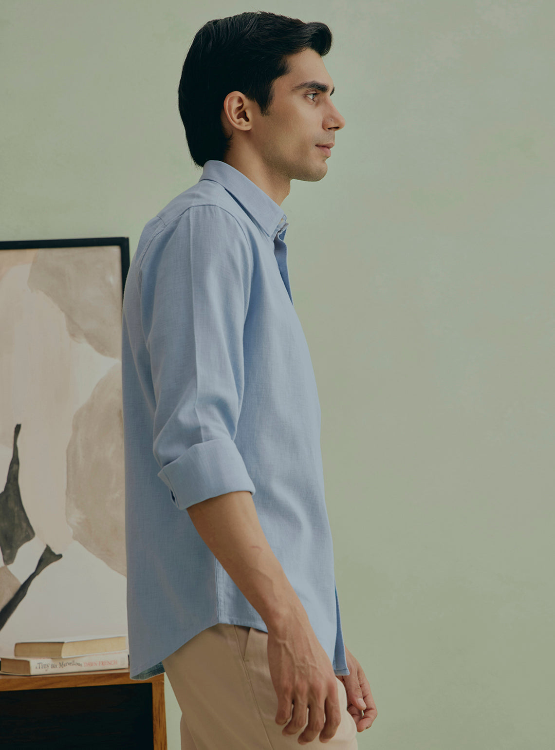 Hibiscus Blue Cotton Slub Shirt