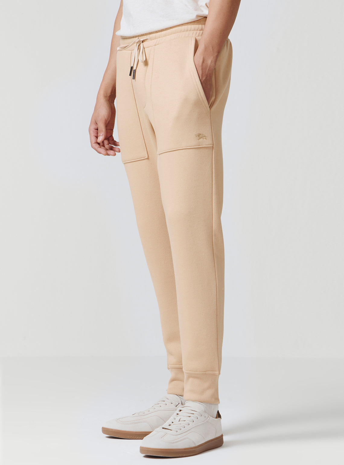 French Khaki Cotton Poly Joggers