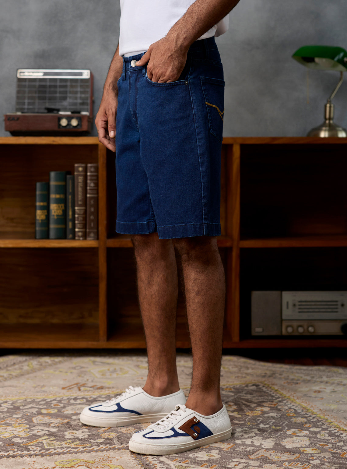 Deep Navy Triblend Denim Shorts