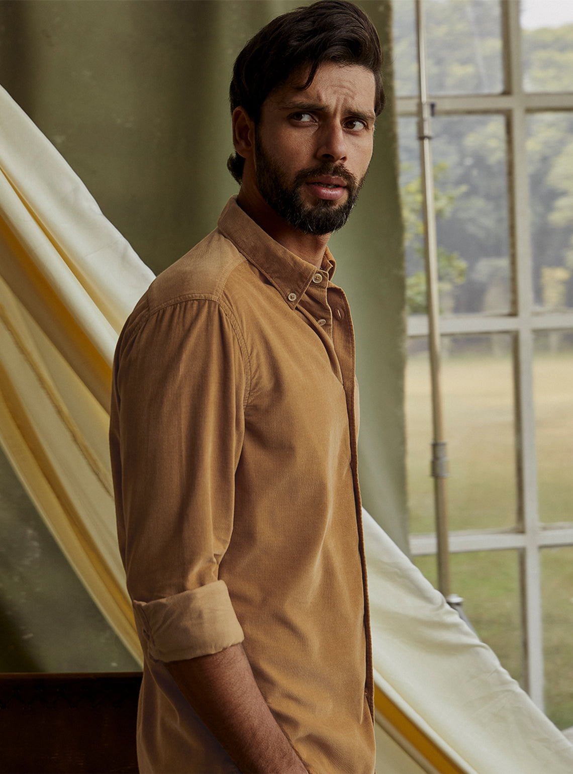 Corbett Sand Corduroy Shirt