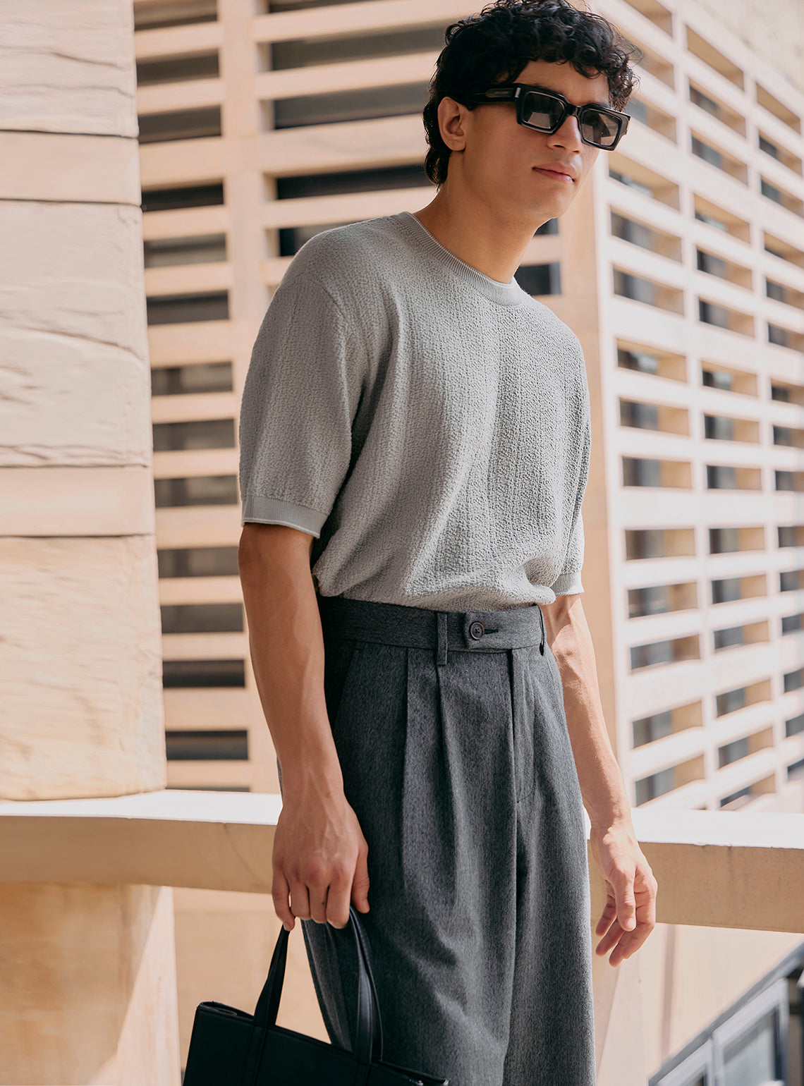 Flair Grey Cotton Crewneck