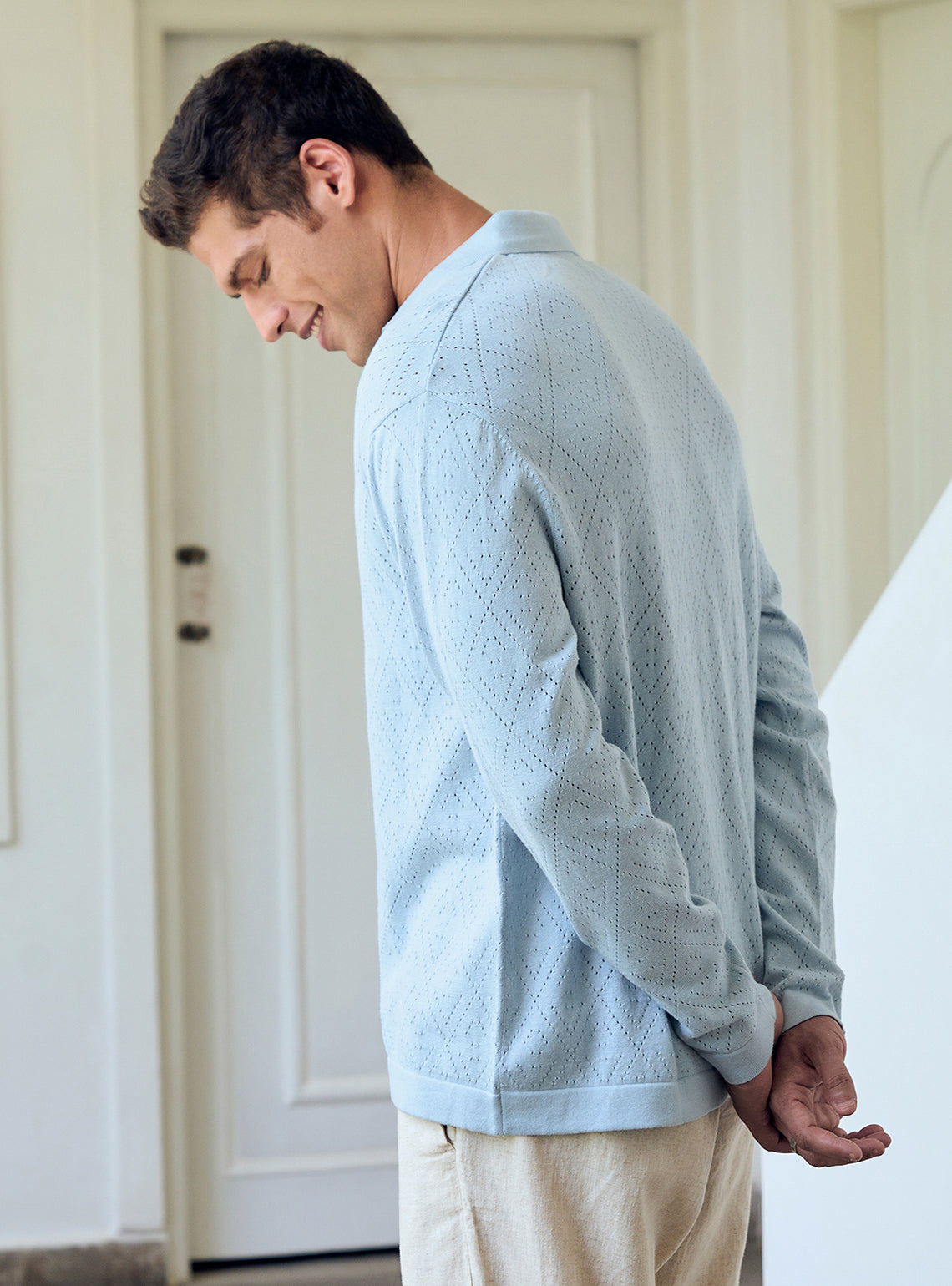 Sail Blue Cotton Pointelle Shirt