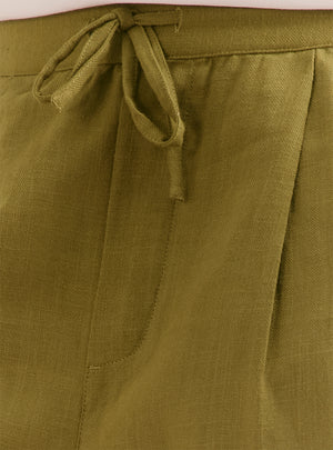 Shoreline Olive Cotton Straight Shorts