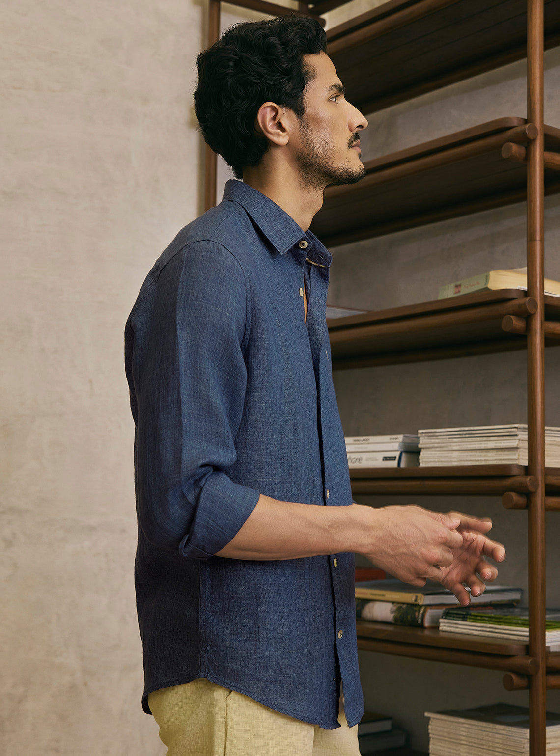 Anchor Navy European Linen Shirt