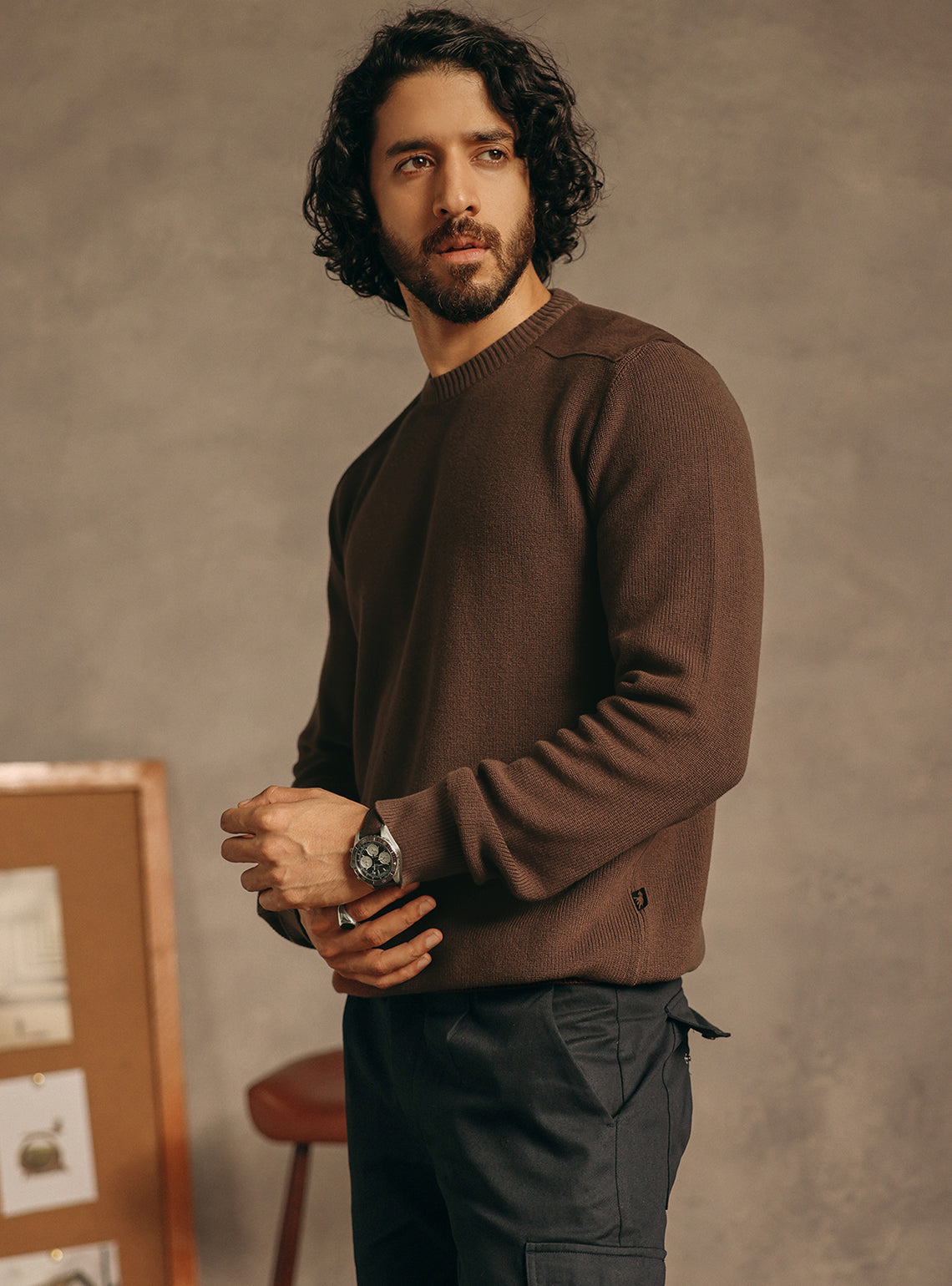 Night Brown Cotton Pullover