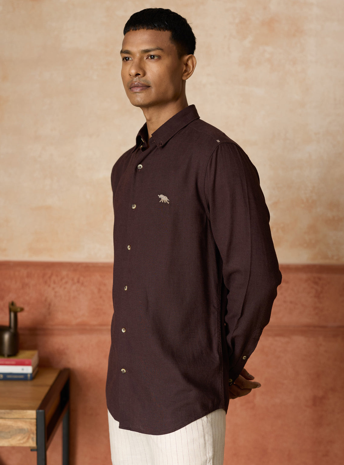 Drift Brown Lyocell Linen Shirt