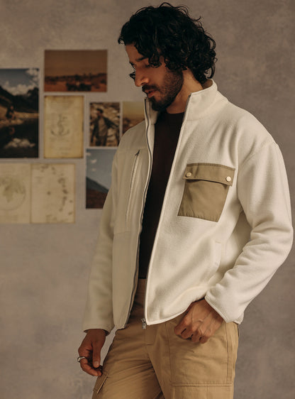 Bison White Cotton Fleece Jacket