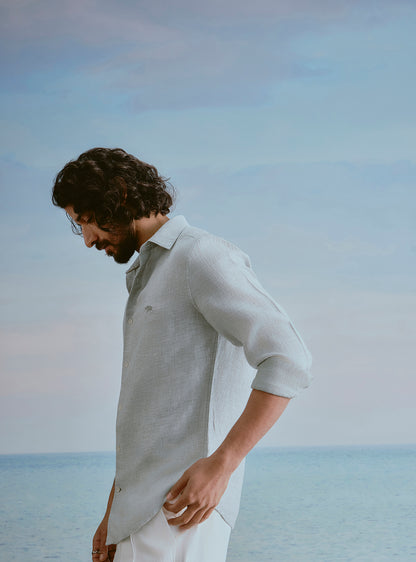 Tide Green Linen Dobby Shirt