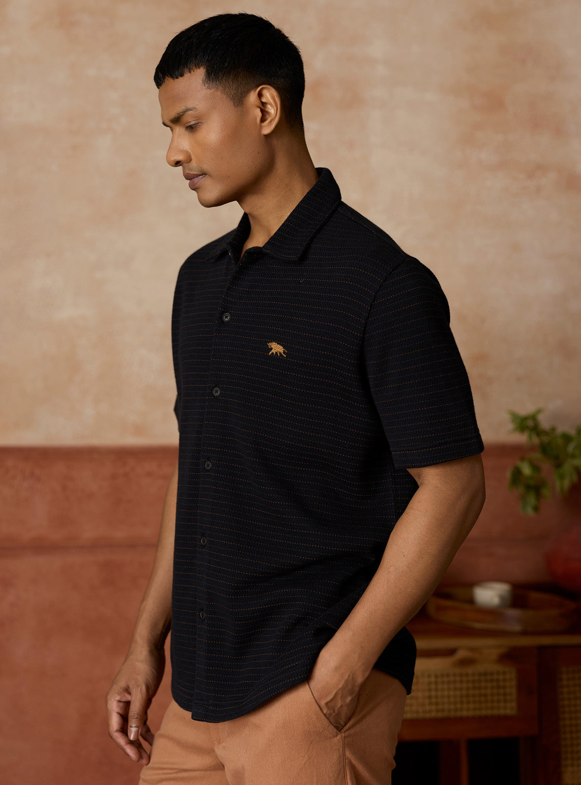 Noir Black Cotton Knit Shirt