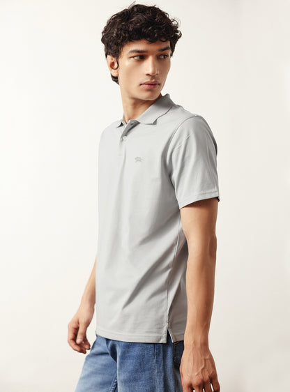 Platinum Grey Cotton Polo