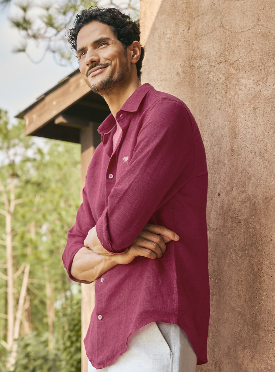 Rustic Burgundy European Linen Shirt