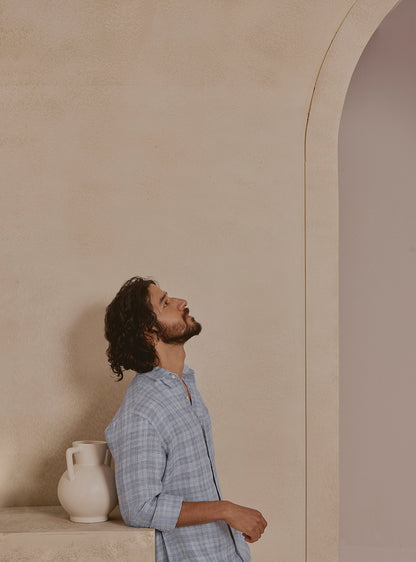 Harbour Blue Linen Check Shirt