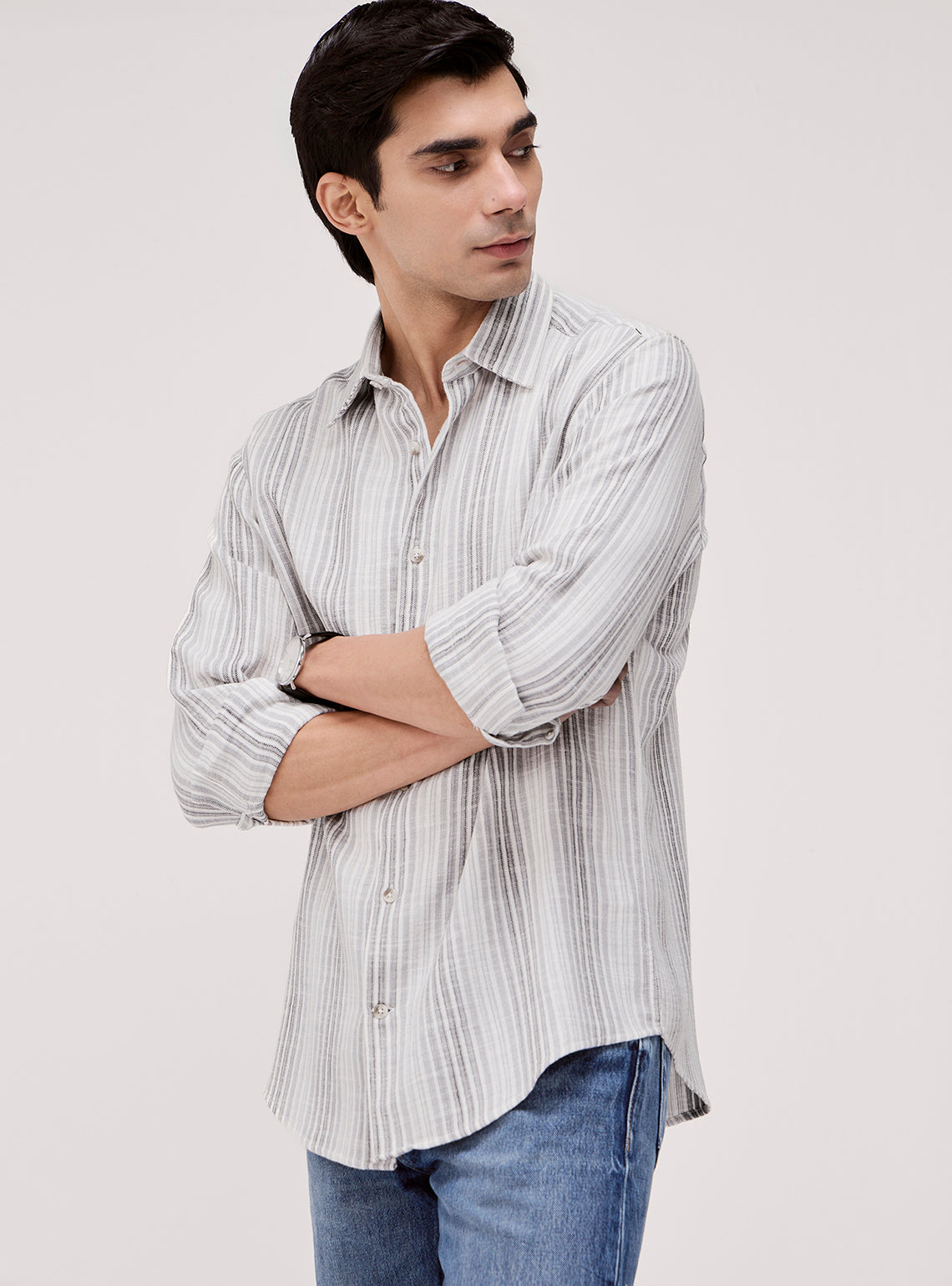 Ash Grey Cotton Dobby Shirt