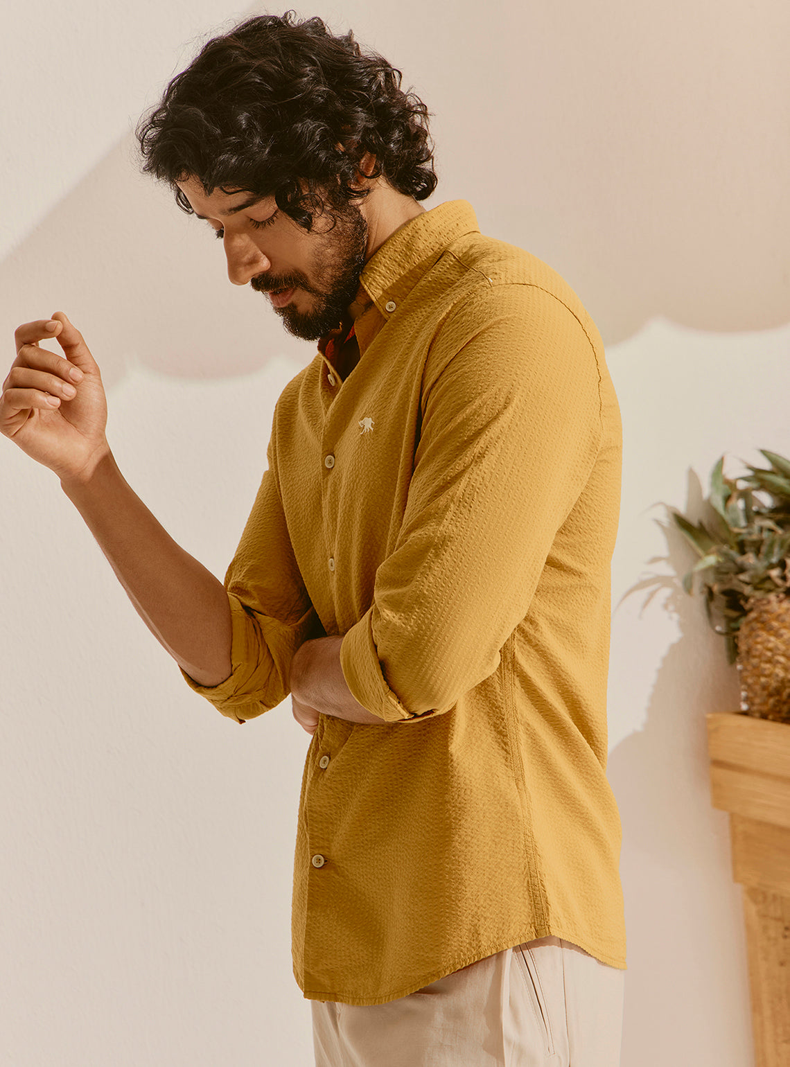 Elafonissi Mustard Seersucker Shirt