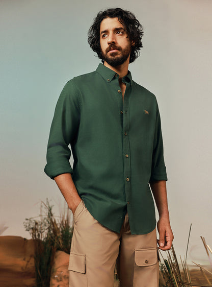 Jungle Olive Cotton Twill Shirt