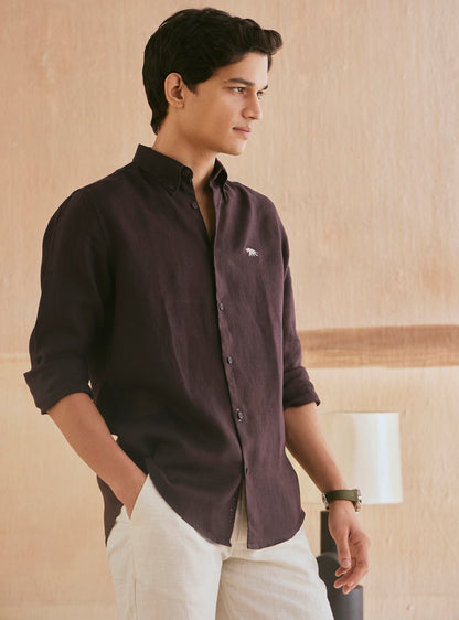 Deep Brown Linen Shirt