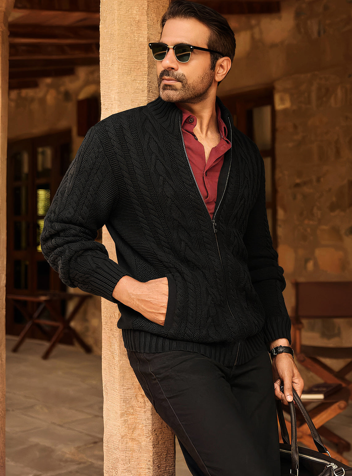 Void Black Cotton Cardigan