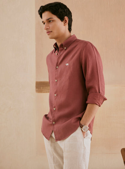 Coral Rust Linen Shirt