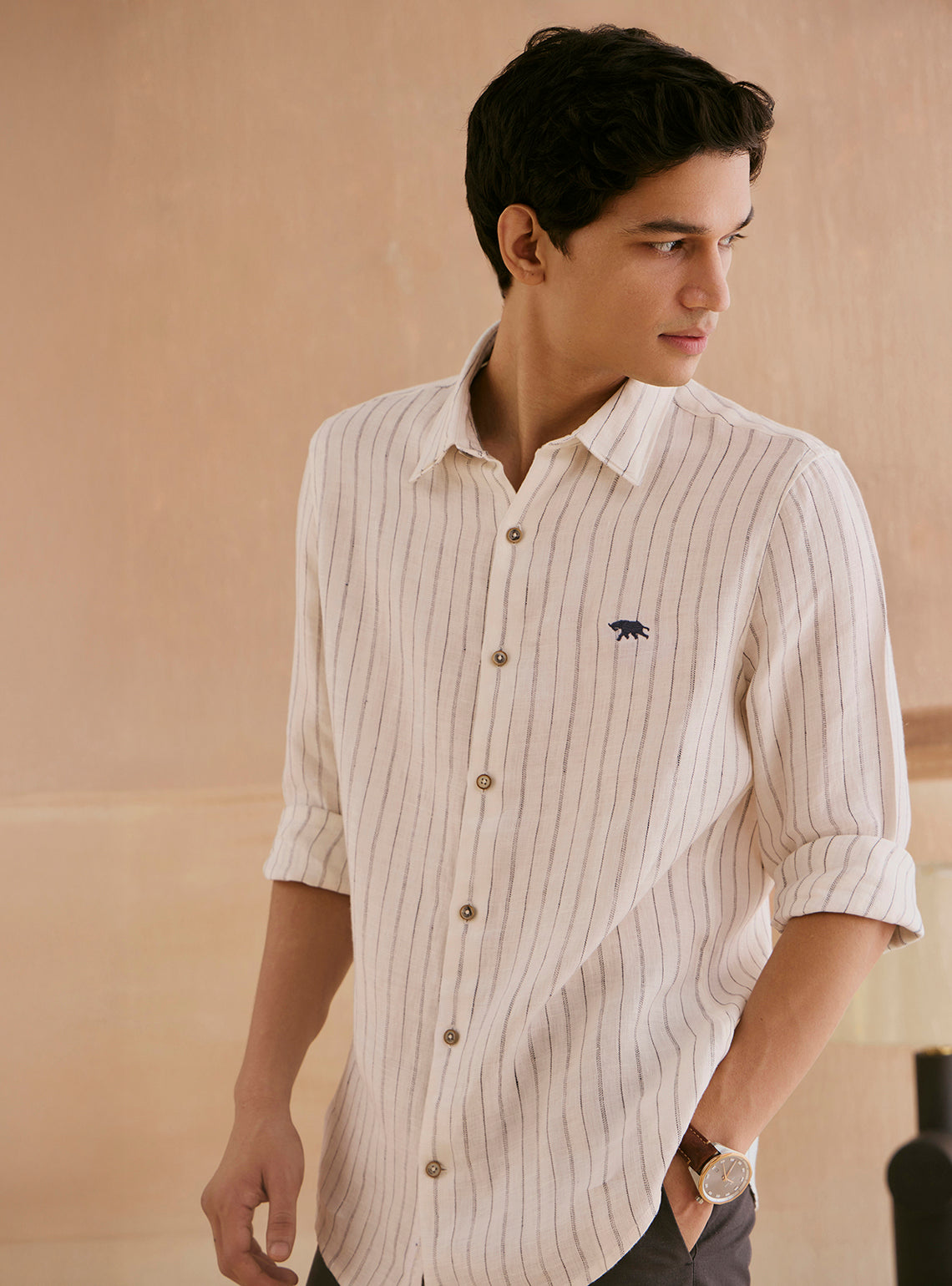 Vanilla Ink Stripe Linen Shirt
