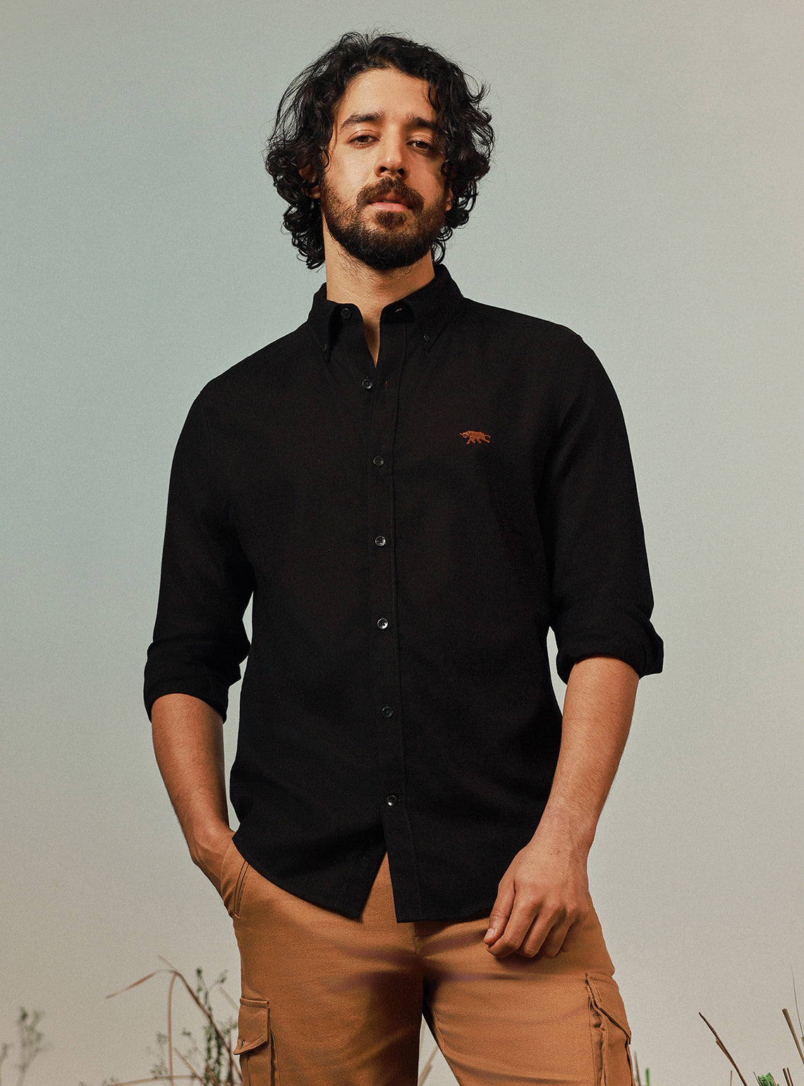 Galactic Black Cotton Twill Shirt