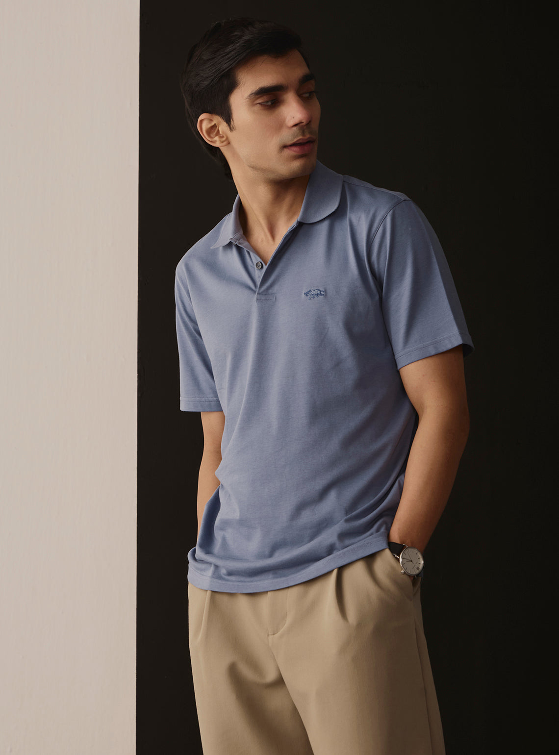 Cobalt Blue Cotton Jersey Polo