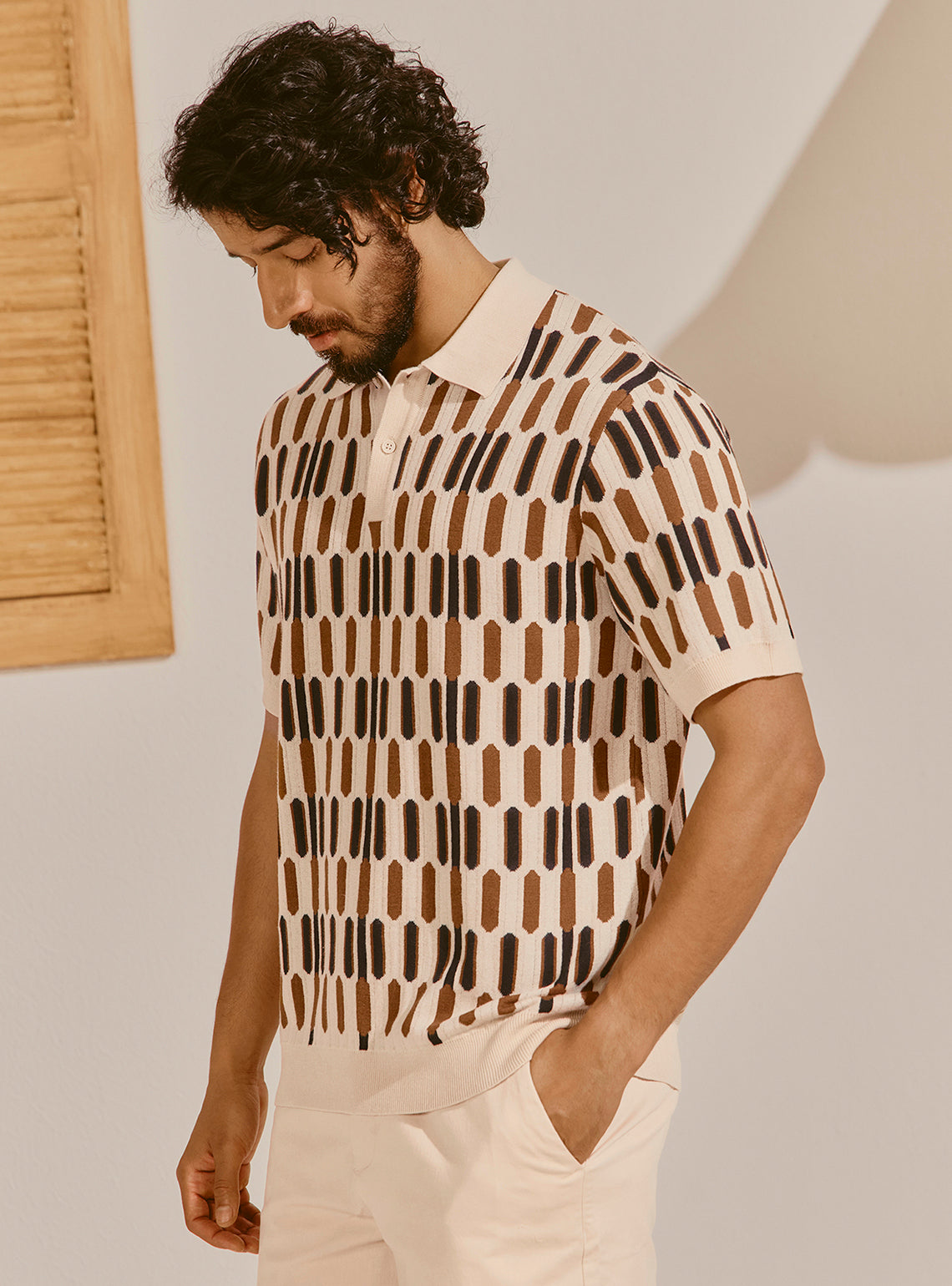Paros Off-White Cotton Knit Polo