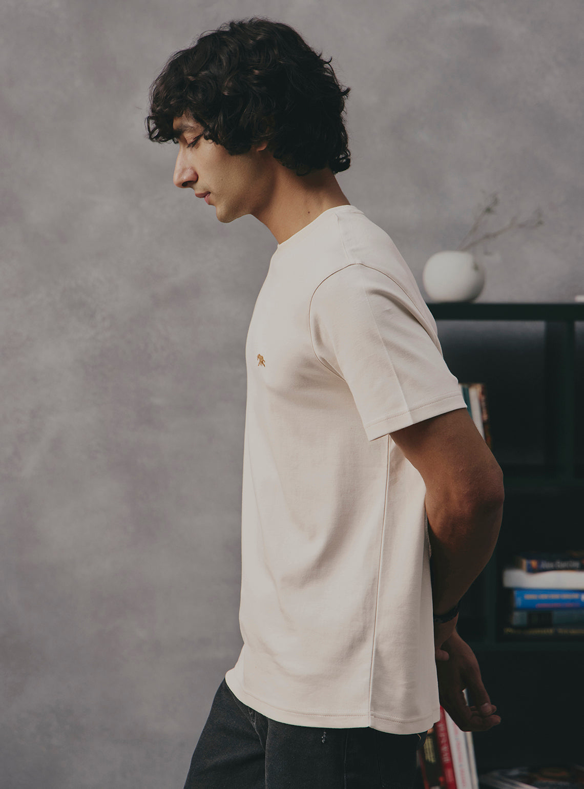 Almond Off White Supima Cotton Crewneck