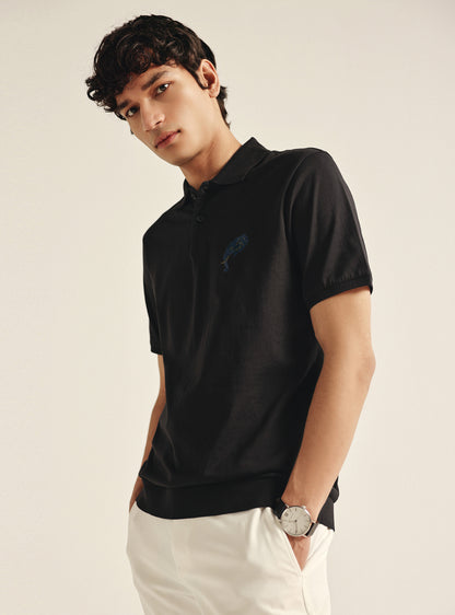 Pitch Black Compact Cotton Polo