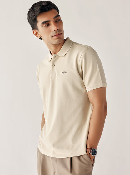 Soft Khaki Cotton Blend Polo