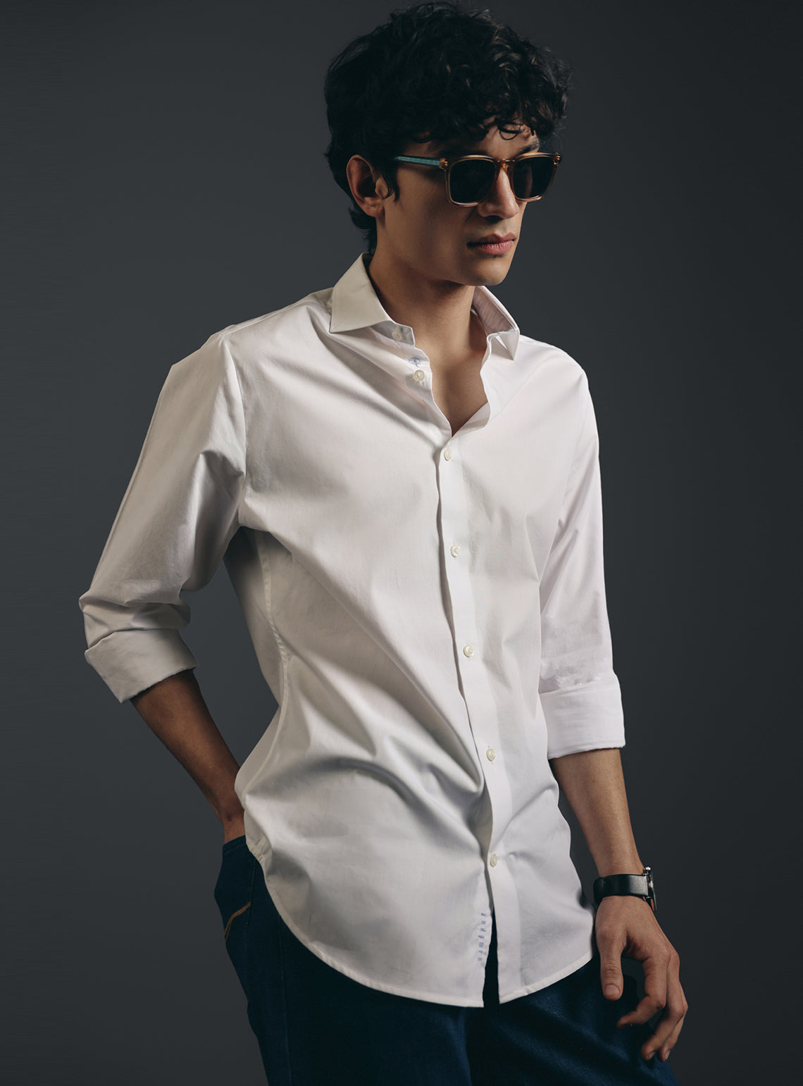 Crystal White Cotton Formal Shirt
