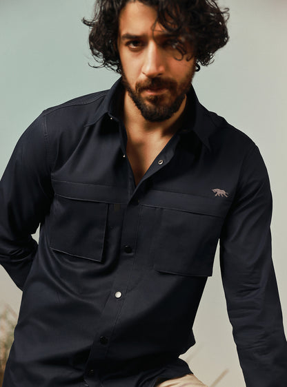 Regal Navy Cotton Twill Shirt