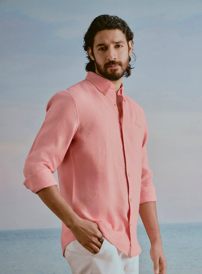 Coral Pink Linen Shirt