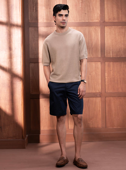 Sandrift Beige Cotton Honeycomb Crew