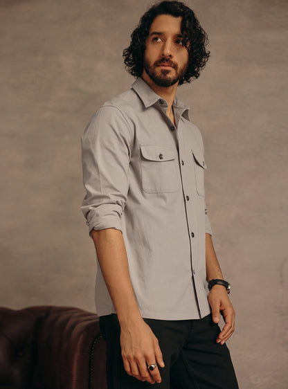 Bronco Grey Cotton Canvas Overshirt