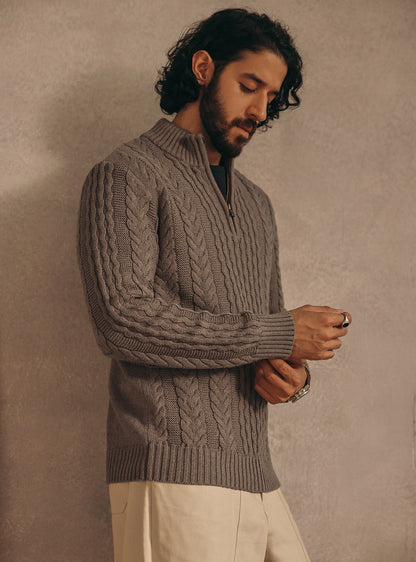 Rebel Brown Cotton Melange Pullover