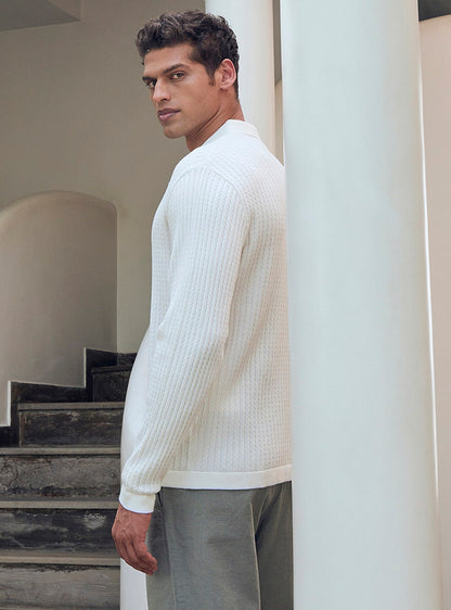 Iceberg White Cotton Micro Chevron Shirt