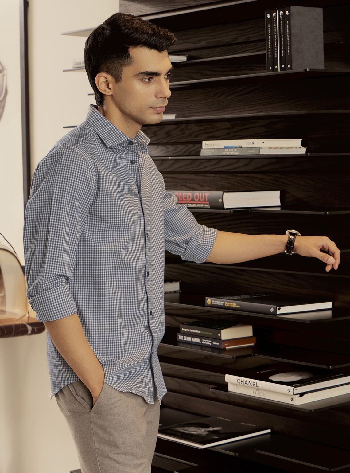 Raven Grey Cotton Check Shirt