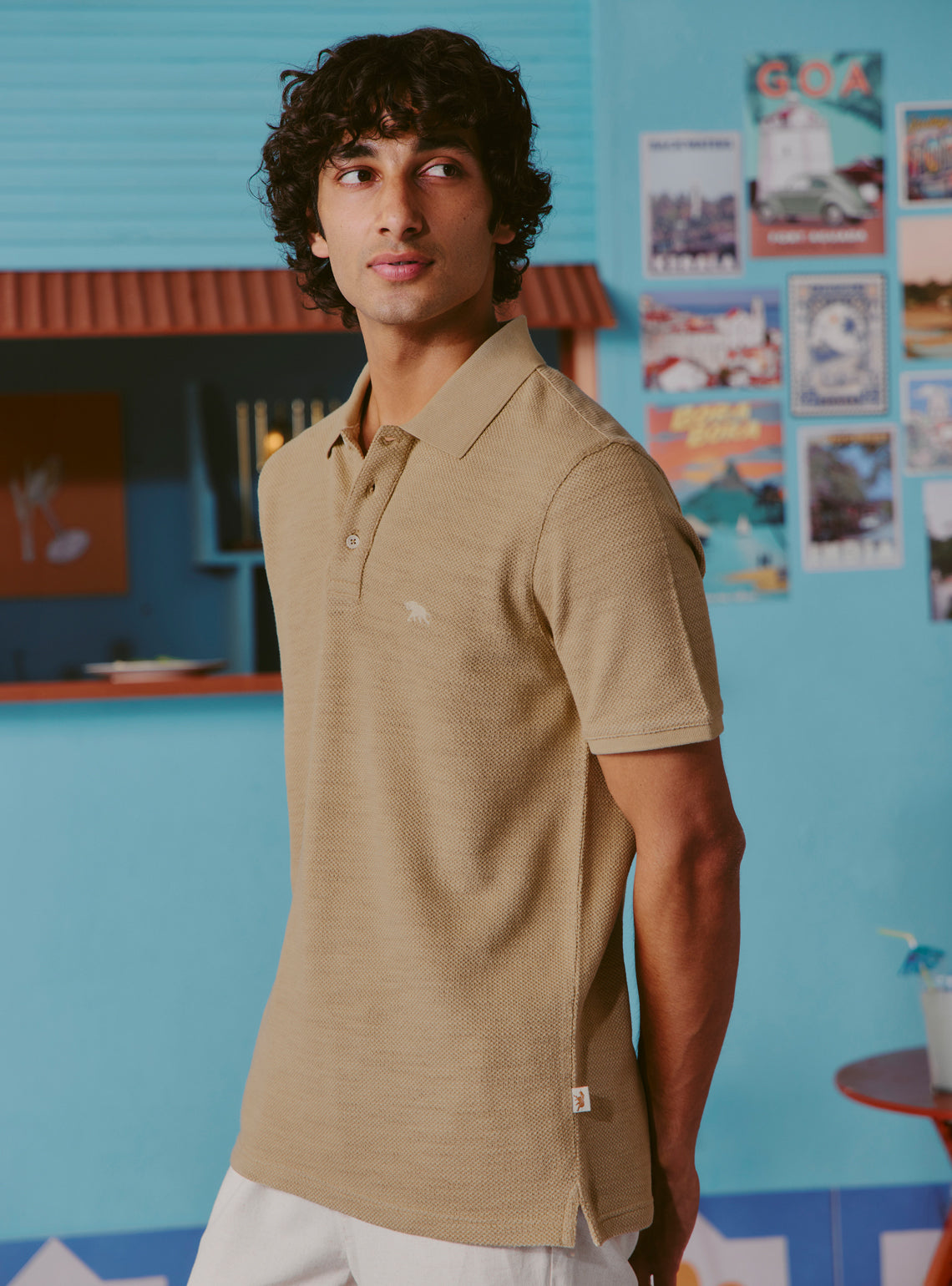 Bamboo Khaki Cotton Pique Polo