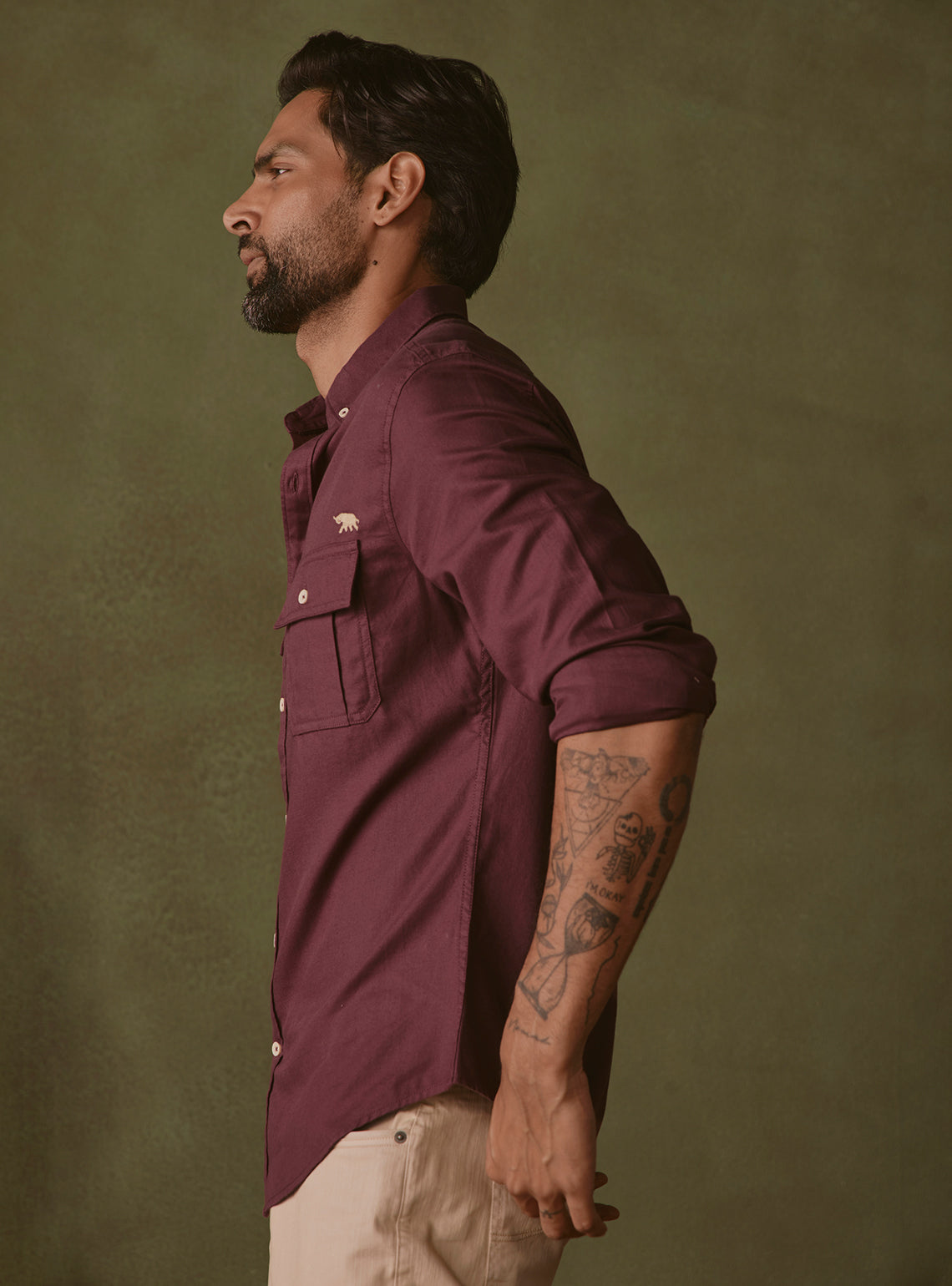 Cinder Burgundy Explorer Cotton Shirt