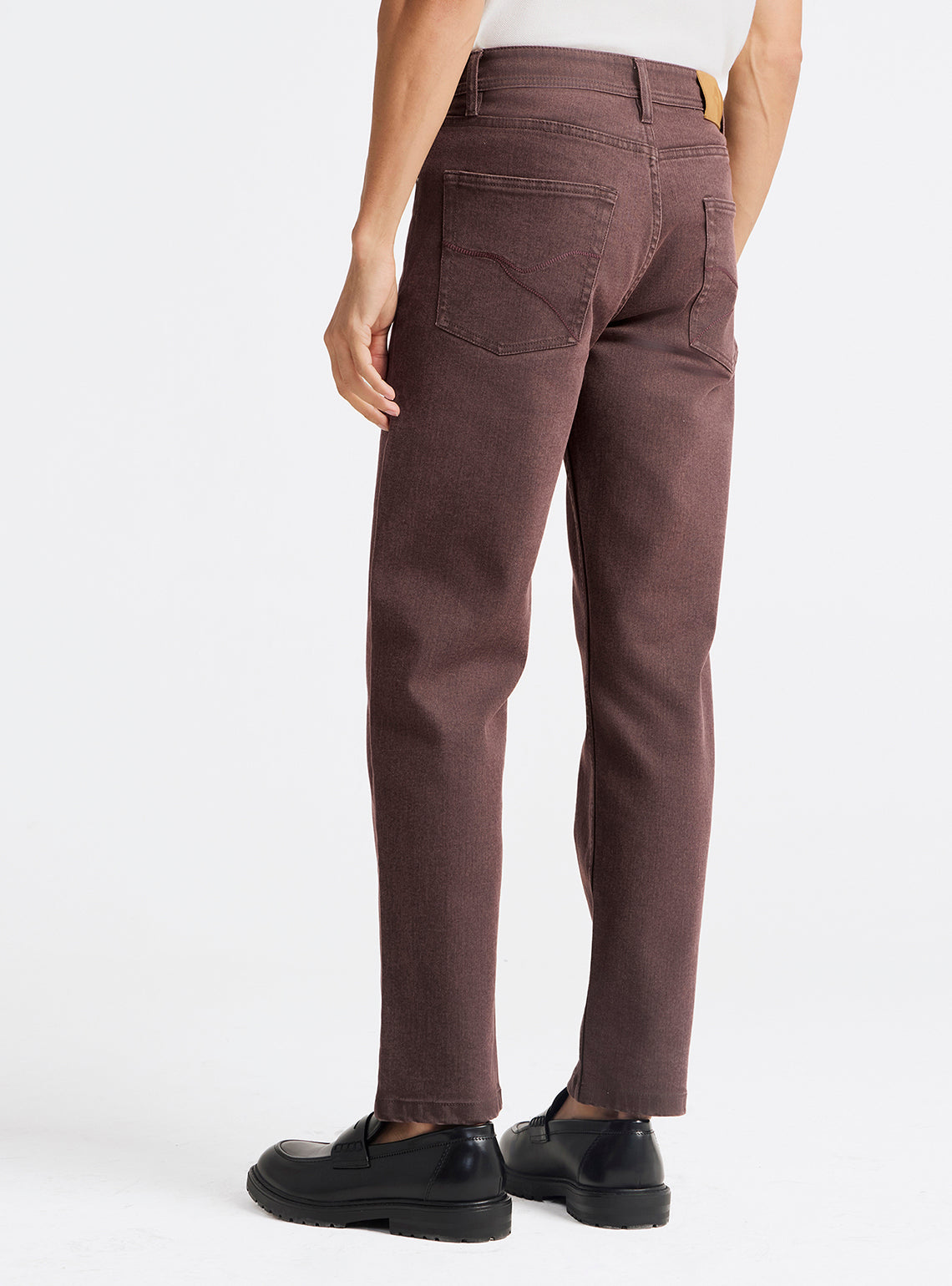 Burnt Burgundy Cotton Blend Jeans