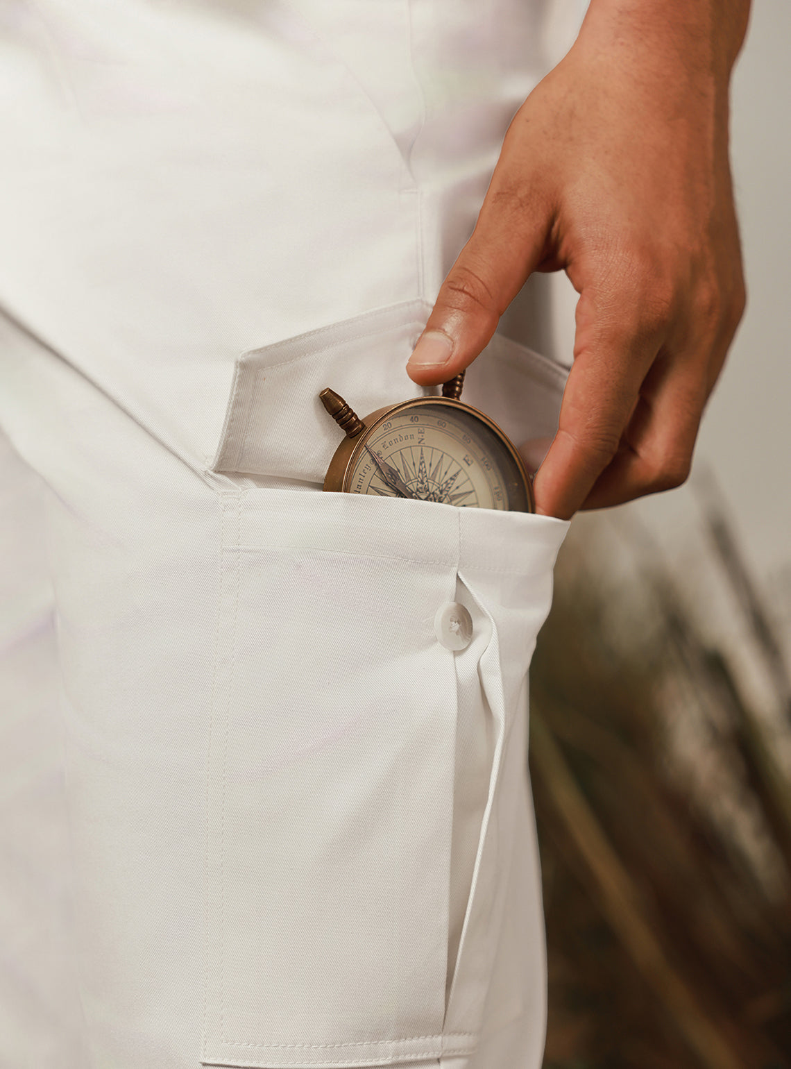 Ecru Off White Twill Cargo