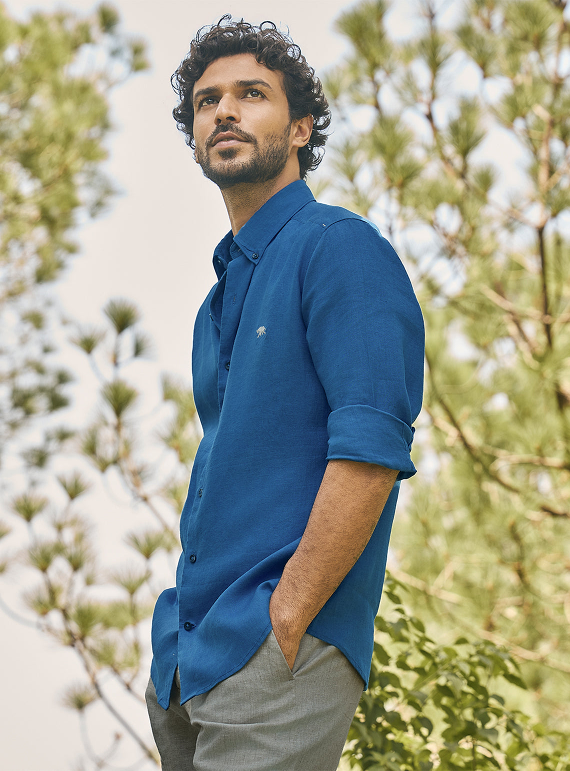Keel Navy European Linen Shirt