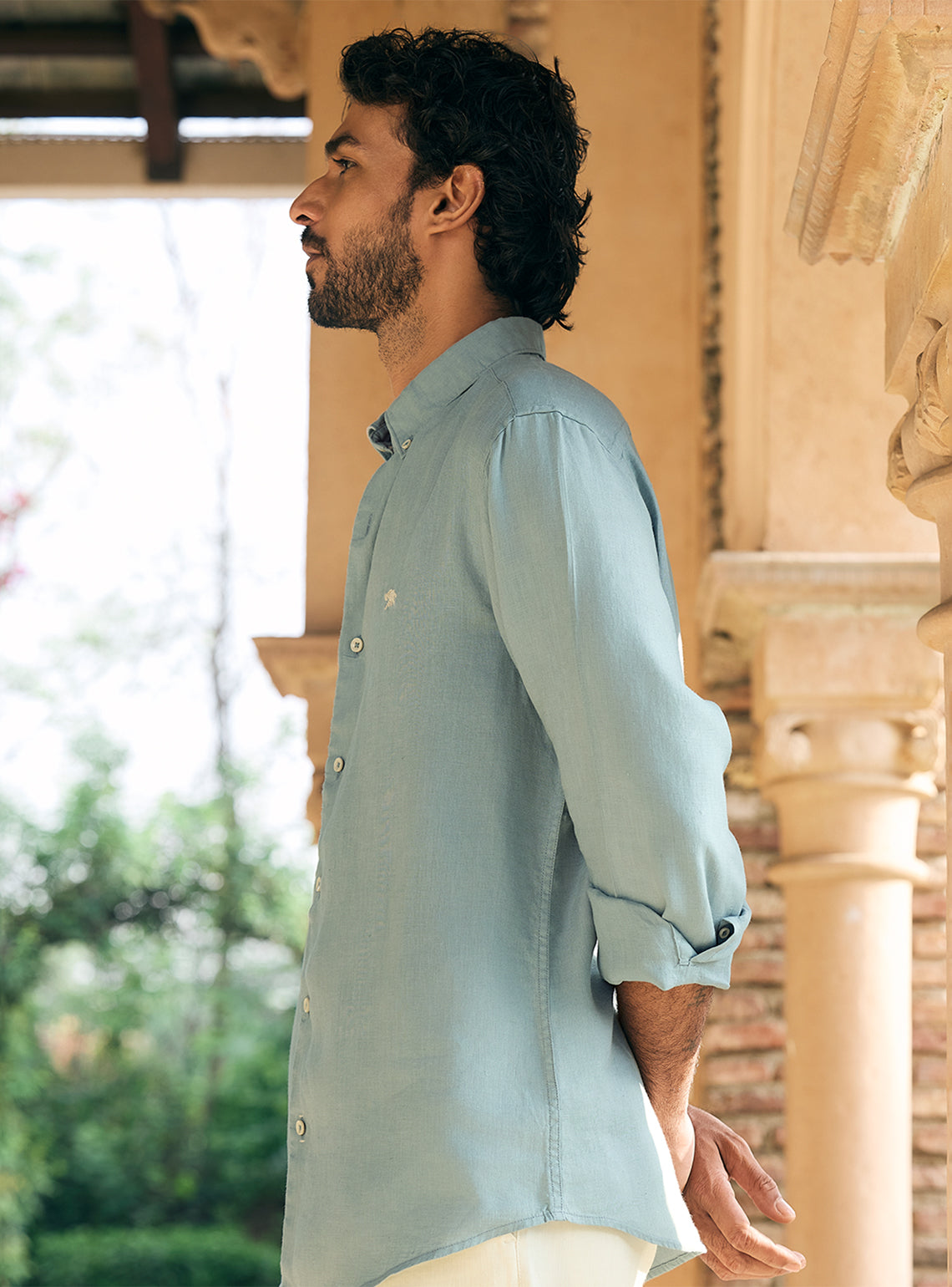 Delta Teal European Linen Shirt