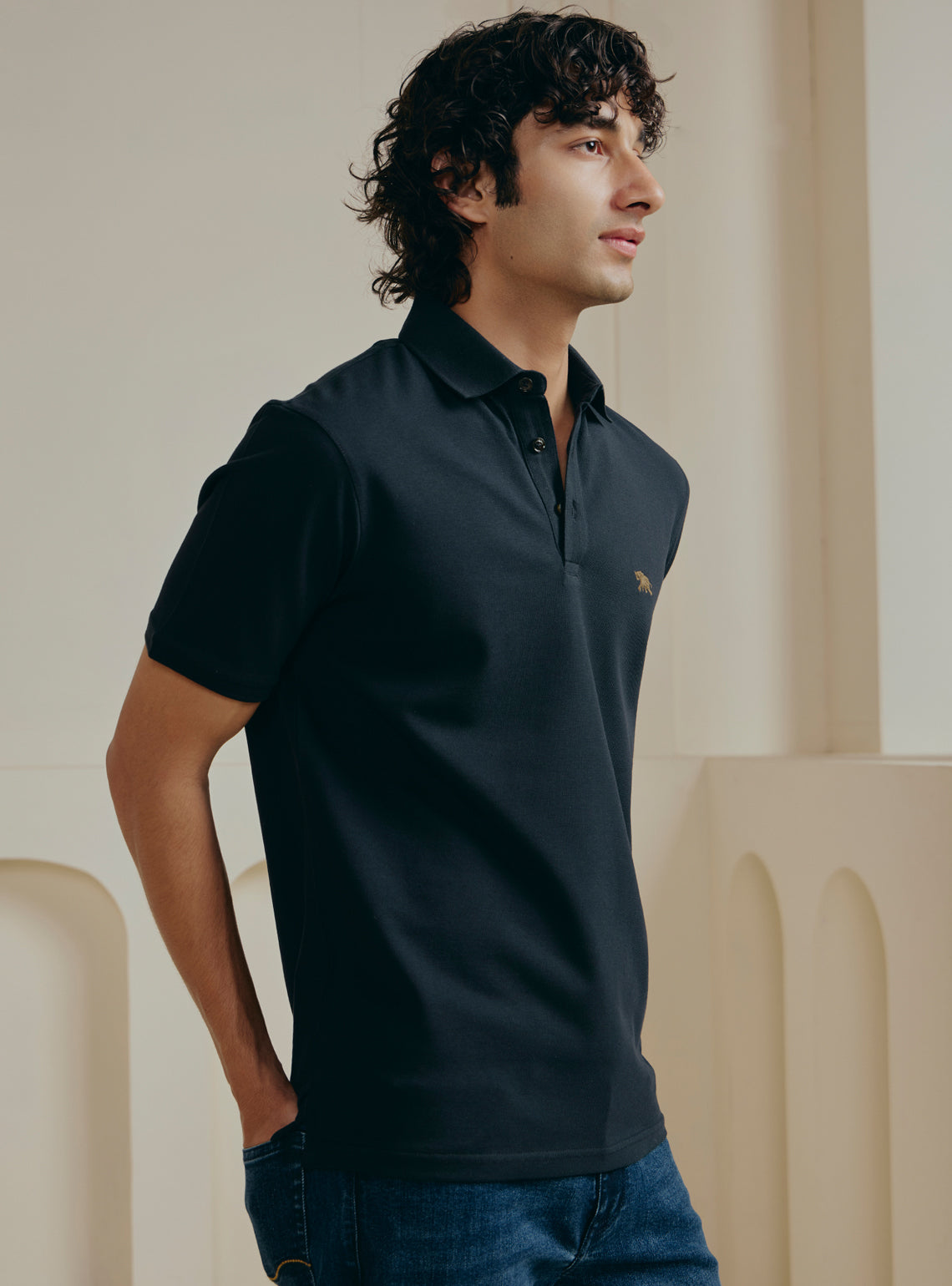 Jaguar Black Pique Polo